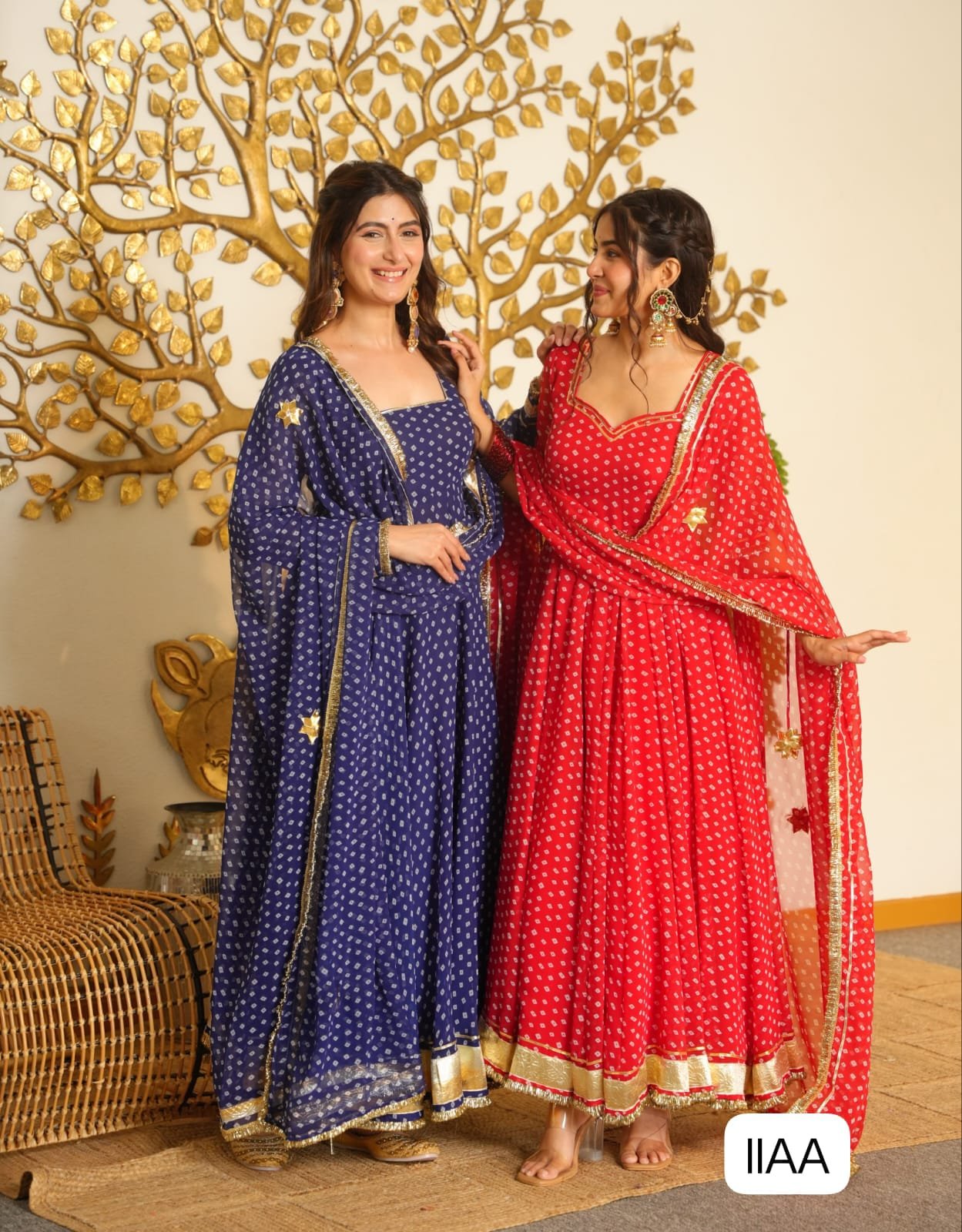 Launching New Party Wear Look Heavy Bandhej Print Faux Georgette Gown,Dupatta & Bottom Set - Image 2