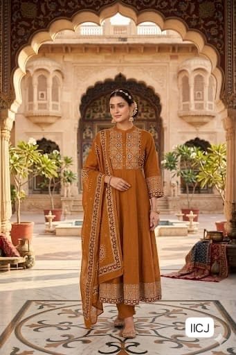 Premium Cotton Fabric Beautiful Full-Flair Anarkali Design With Elegant Ethnic Print