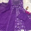 Elegant Purple Anarkali Kurti jisme khoobsurat floral hand-block print ya screen print ka kaam hai.