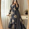 Look straight out of a dreamy movie set as  you turn around and walk in this elegant flaired suit ! The perfect of traditional wear 