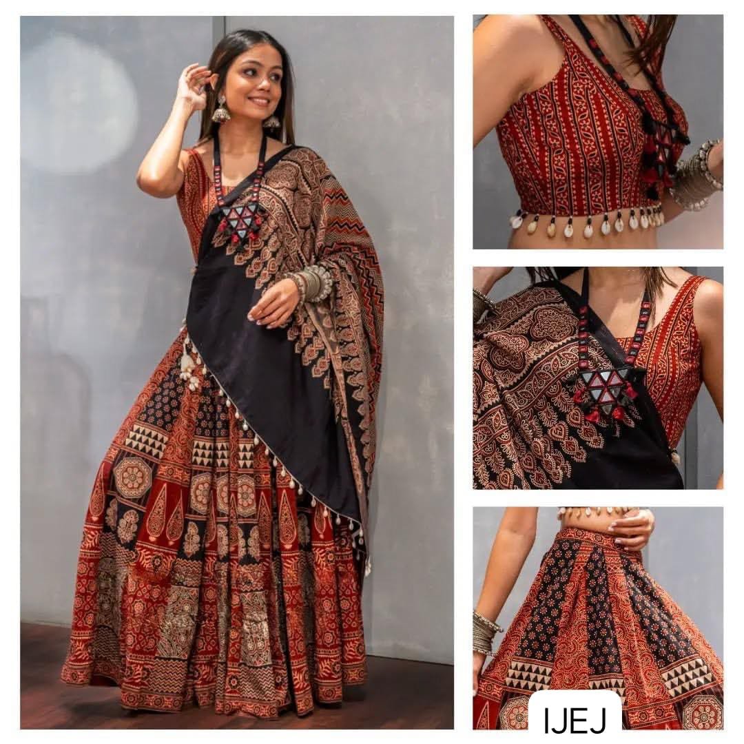 THIS NAVRATRI ROCK WITH THIS PRINTED AND KODI LACE LEHENGA CHOLI WITH DUPATTA