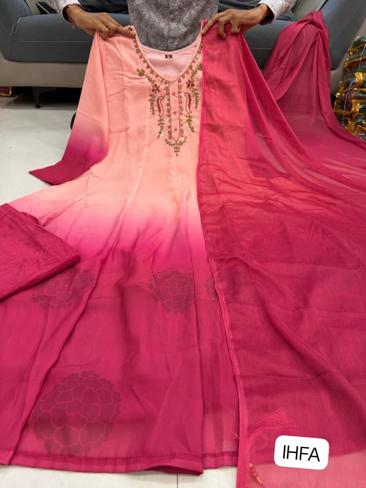 Đěsigner Special Premium Orange Chiffon 3 Piece Set - Image 2