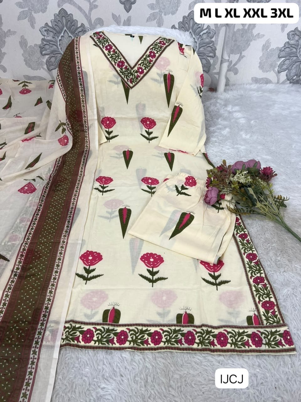 Step into timeless elegance with this exquisite designed to make you stand out at any festive or celebratory occasion. The aline kurti set with dupatta features a graceful flare that flows beautifully, The intricate detailing on the yoke adds a touch of traditional charm, - Image 2