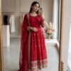 Launching New Design Trending Cinon Silk*Gwon&Pent&dupatta Reddy To Wear Look Designe