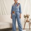 FOR THIS TRENDY SEASON, TRY OUR DESIGNER SEQUENCE EMBROIDERED CO-ORD SET IN COTTON DENIM