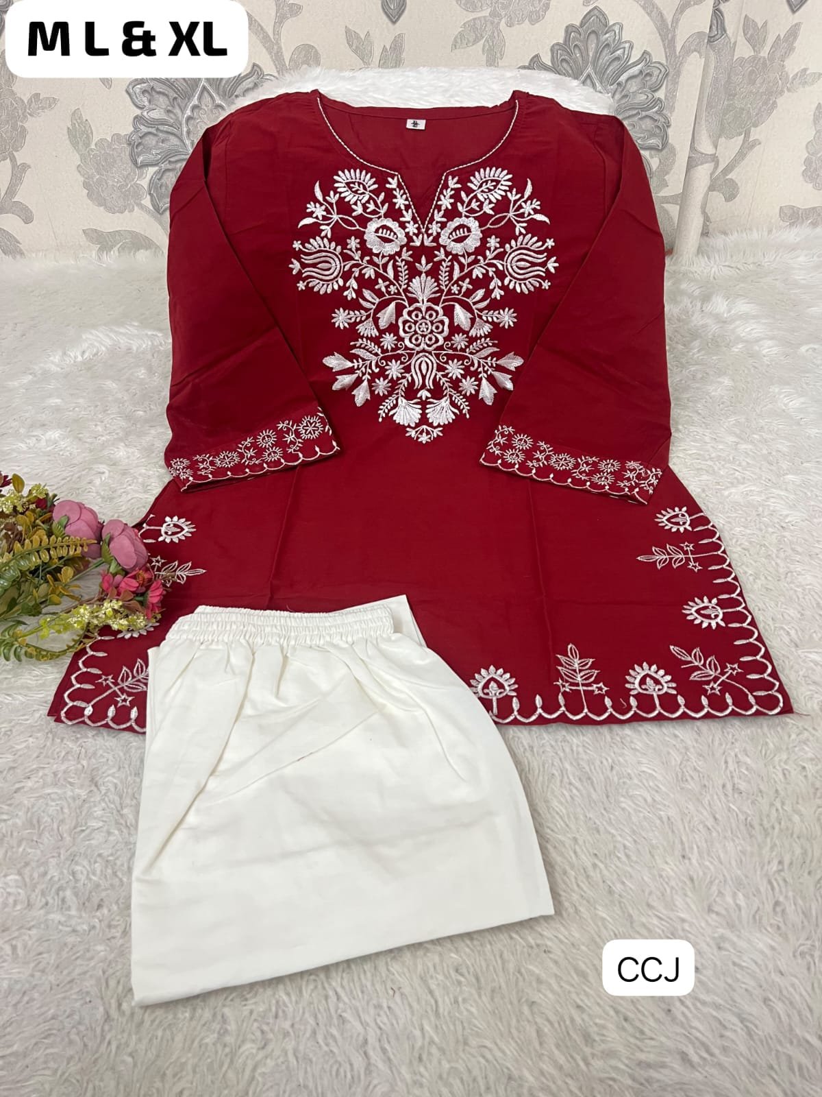 Premium Cotton Embroidered Co-ord Set - Image 2