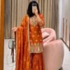 Launching New Design Fendy Silk Top&Sarara &Dupatta Reddy To Wear Look Design