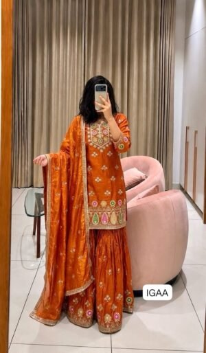 Launching New Design Fendy Silk Top&Sarara &Dupatta Reddy To Wear Look Design