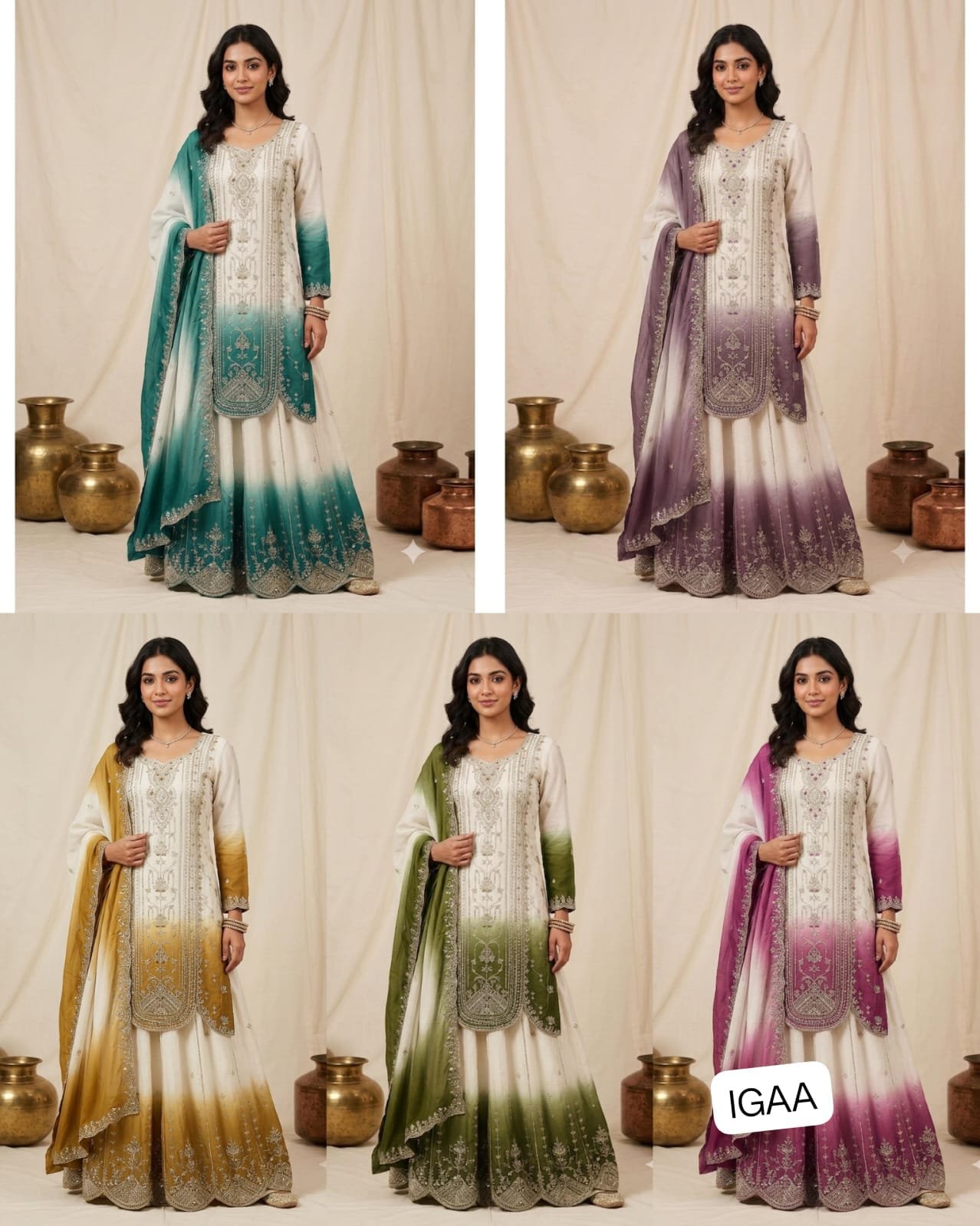 THIS WEDDING SEASON WEAR OUR BEAUTIFUL SEQUENCE EMBROIDERED TOP , PLAZZO WITH DUPATTA - Image 3