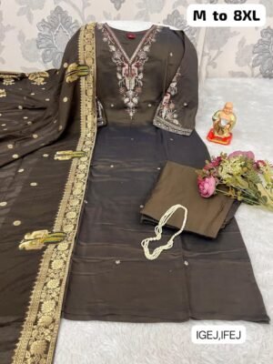 Make a statement this season with our most-loved designer kurti set. Combining premium Roman silk with high-end craftsmanship, this 3-piece ensemble is a must-have for every ethnic wardrobe!