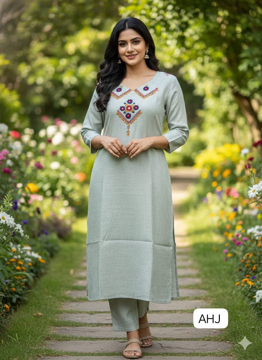 PURE HEAVY DHABU SLUB COTTON KURTI WITH PANT
