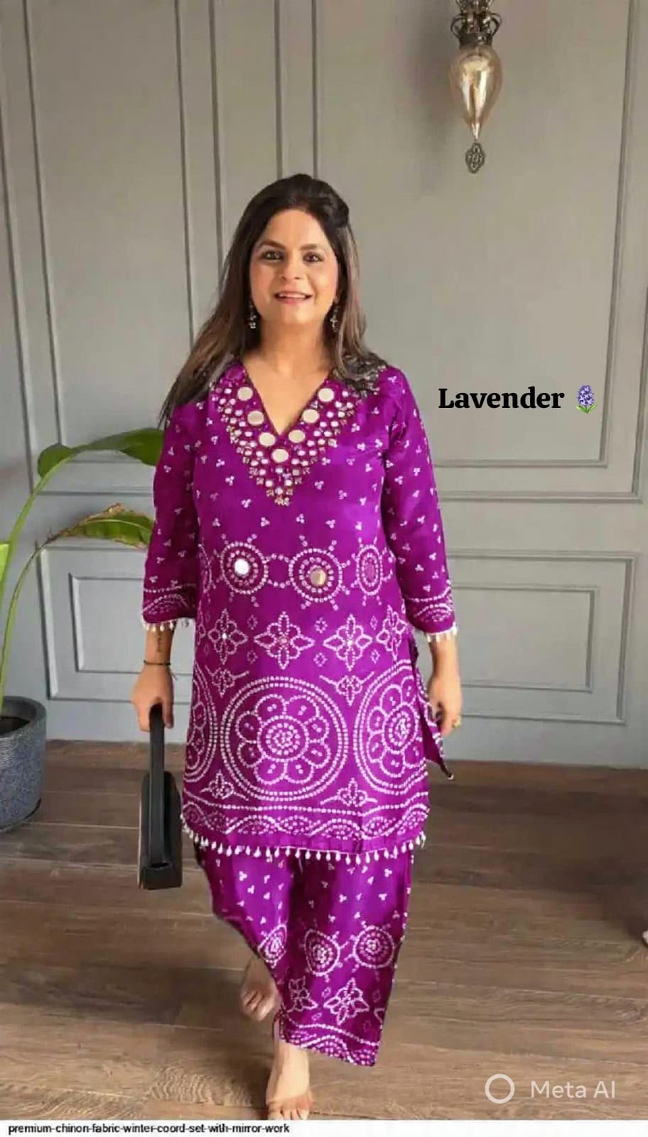 Presenting Beautiful Heavy quality Power loom Crushef Chinon Silk Fabric designer festive wear 2pc Cord-Sets with one with Crape Lining - Image 5