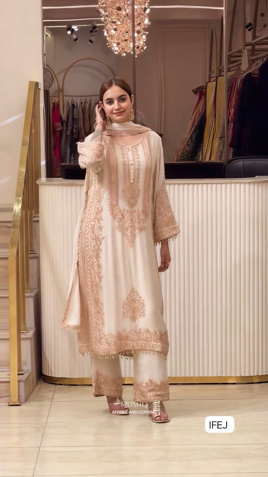 Presenting New Collection In Faux Georgette With Heavy Embroidery Sequence Work Top-Bottom And Dupatta Set Fully Stitched Ready To Wear