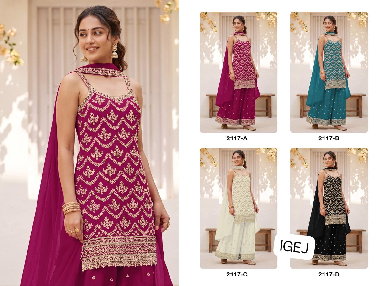Heavy Chinon with Heavy Embroidered 3mm Sequence & Zari Work - Image 6