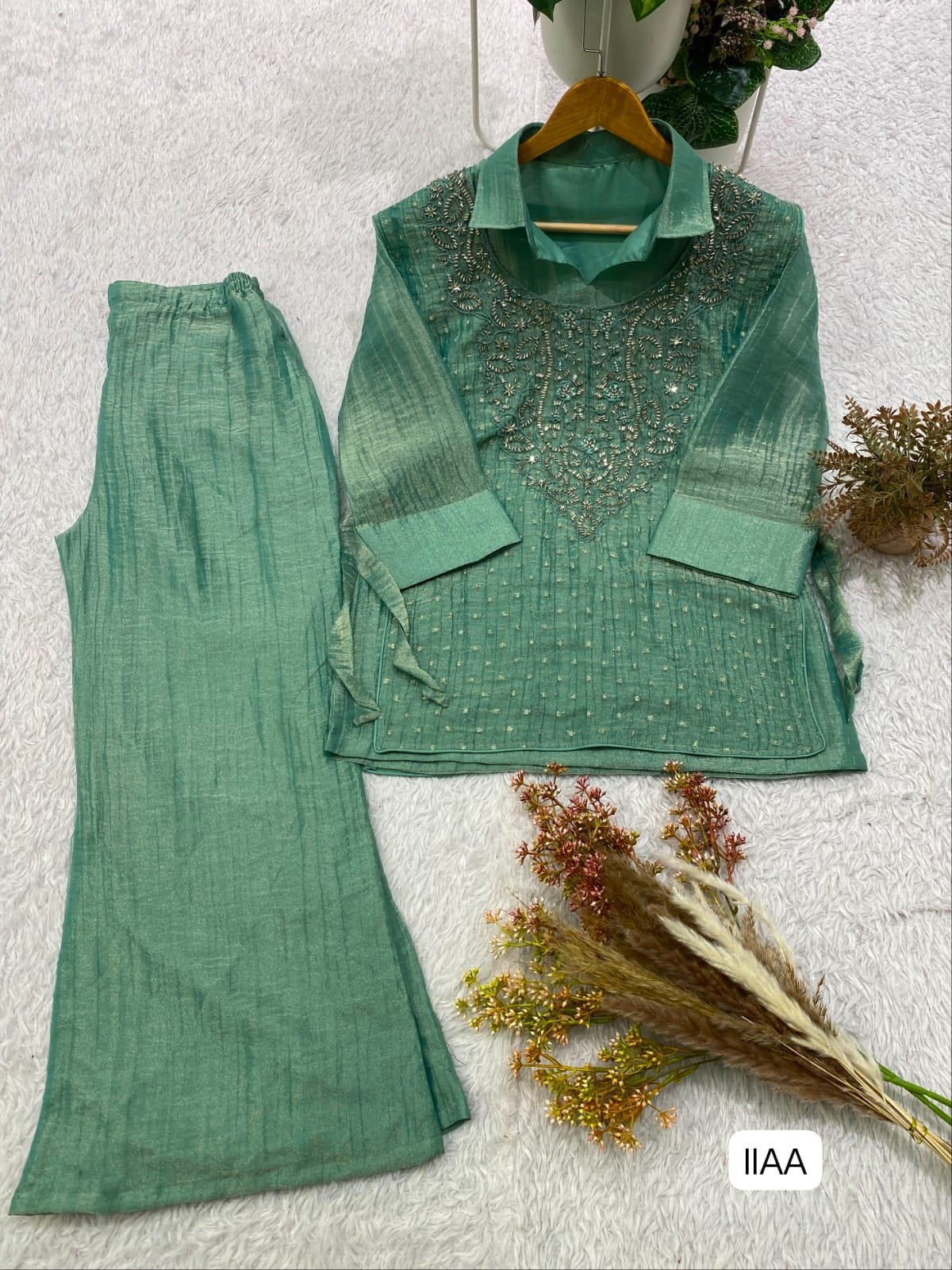 THIS FESTIVAL SEASON , TRY OUR DESIGNER SHIRT ,PANT WITH HAND EMBROIDERED SHRUG* - Image 2