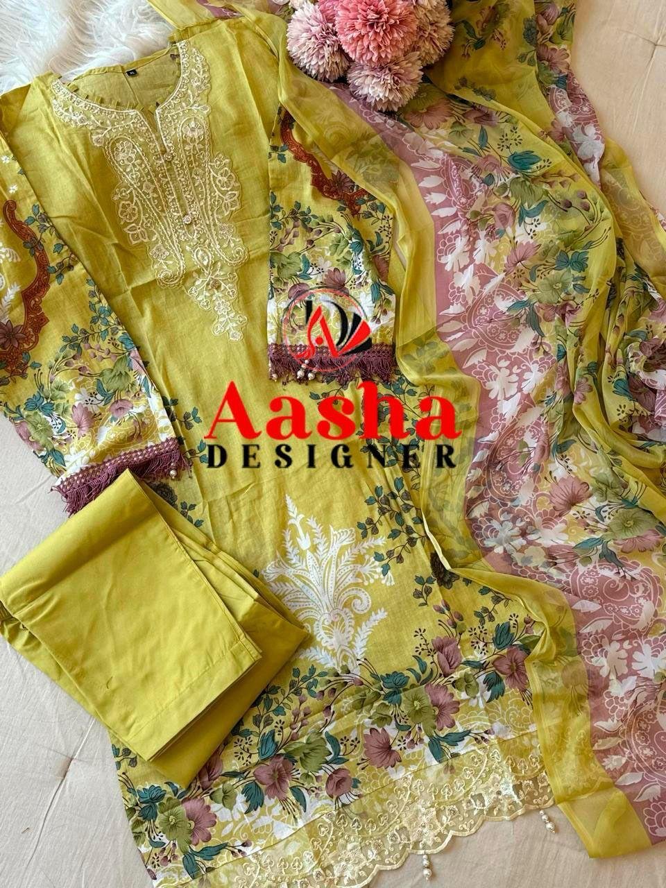 pure cotton print with exclusive patch HEAVY embroidery( 2 PATCH) - Image 2