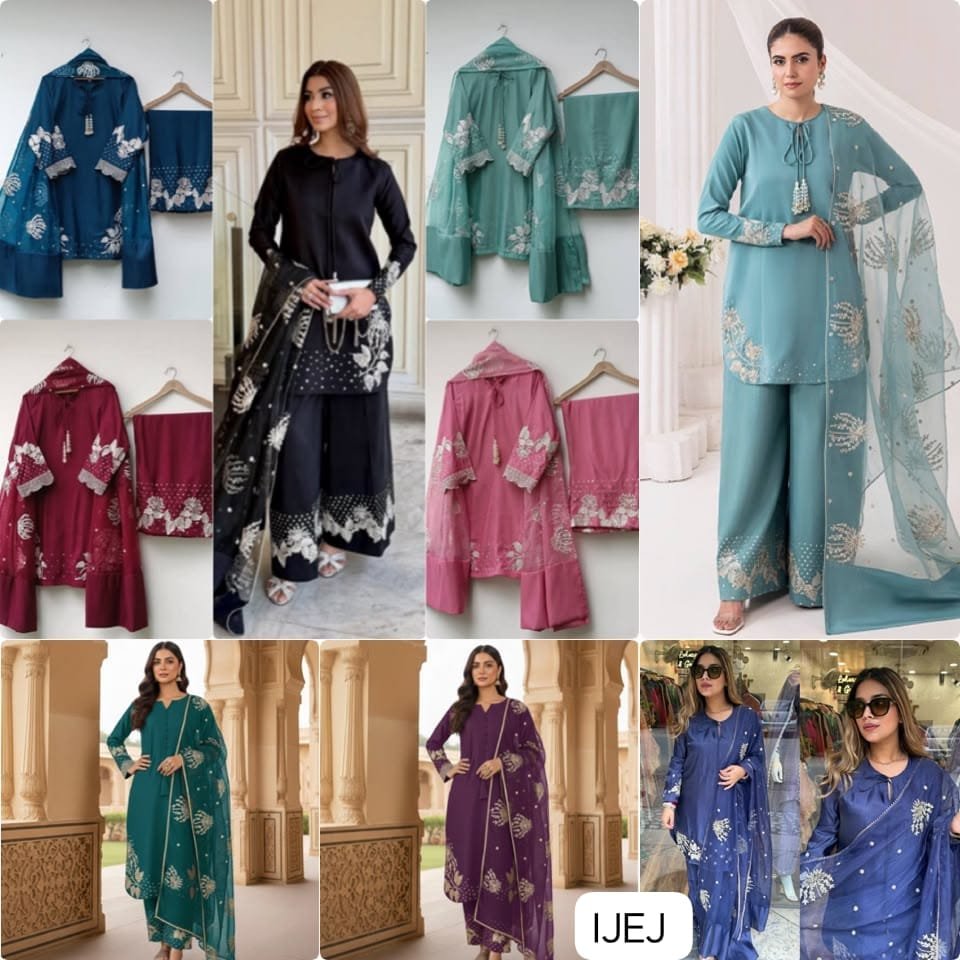 Đěsigner Party Wear Look Pur Natural Crepe Top & Palazzo With Dupatta set - Image 5