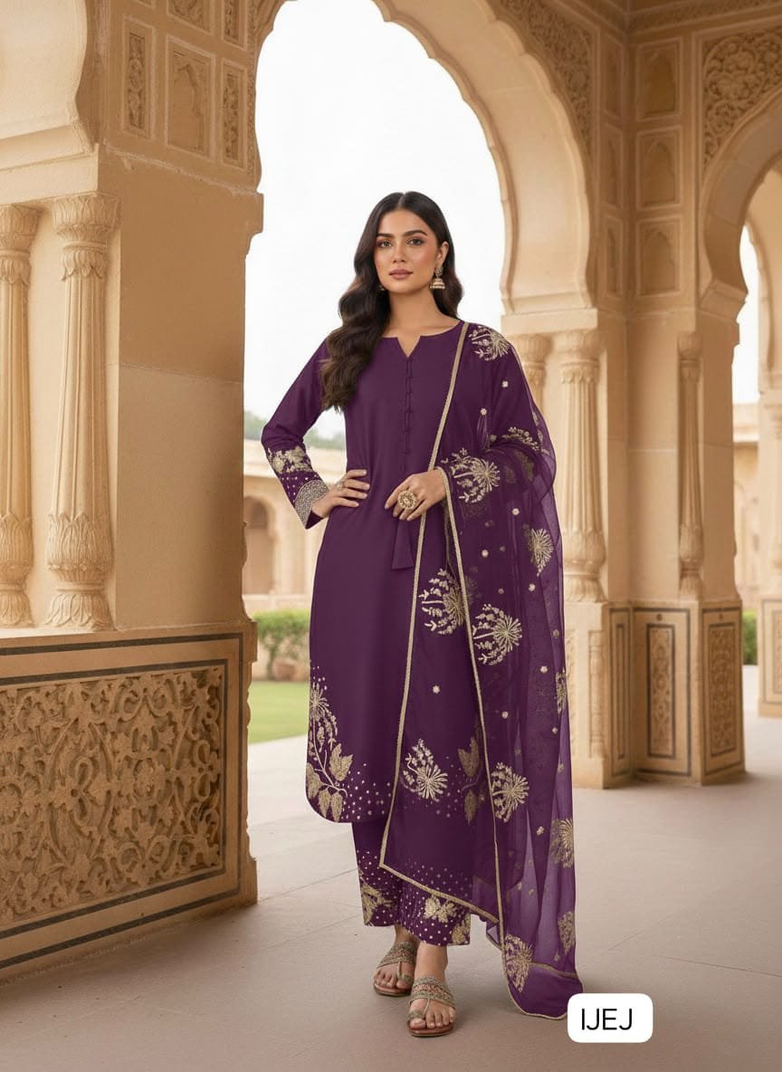 Đěsigner Party Wear Look Pur Natural Crepe Top & Palazzo With Dupatta set