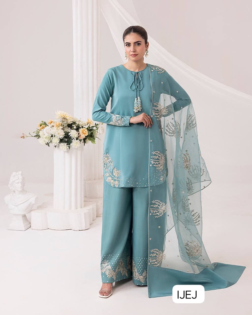 Đěsigner Party Wear Look Pur Natural Crepe Top & Palazzo With Dupatta set - Image 2
