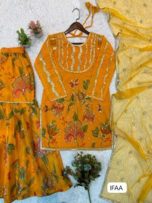 Alternative view of THIS WEDDING SEASON WEAR OUR BEAUTIFUL SEQUENCE EMBROIDERED WORKED TOP , SARARA WITH DUPATTA