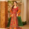 This is a stunning and festive Chinon fabric gown featuring a traditional Patola print, making it an absolute masterpiece for weddings, festivals, and special occasions.C