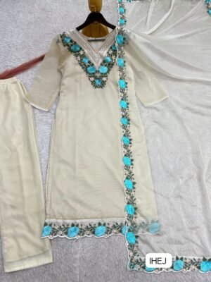 Alternative view of PRESERNTING NEW READY TO WEAR DESIGN HEAVY EMBROIDERY AND THREAD WORK TOP - WITH PENT WITH  DUPATTA