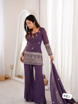 WOMEN'S PURE CRUNCHY SILK SARARA SET'S SHIVAM COLLECTION PRESENTS