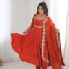 Elegant Embroidered Sequence Designer Anarkali Three Piece Set