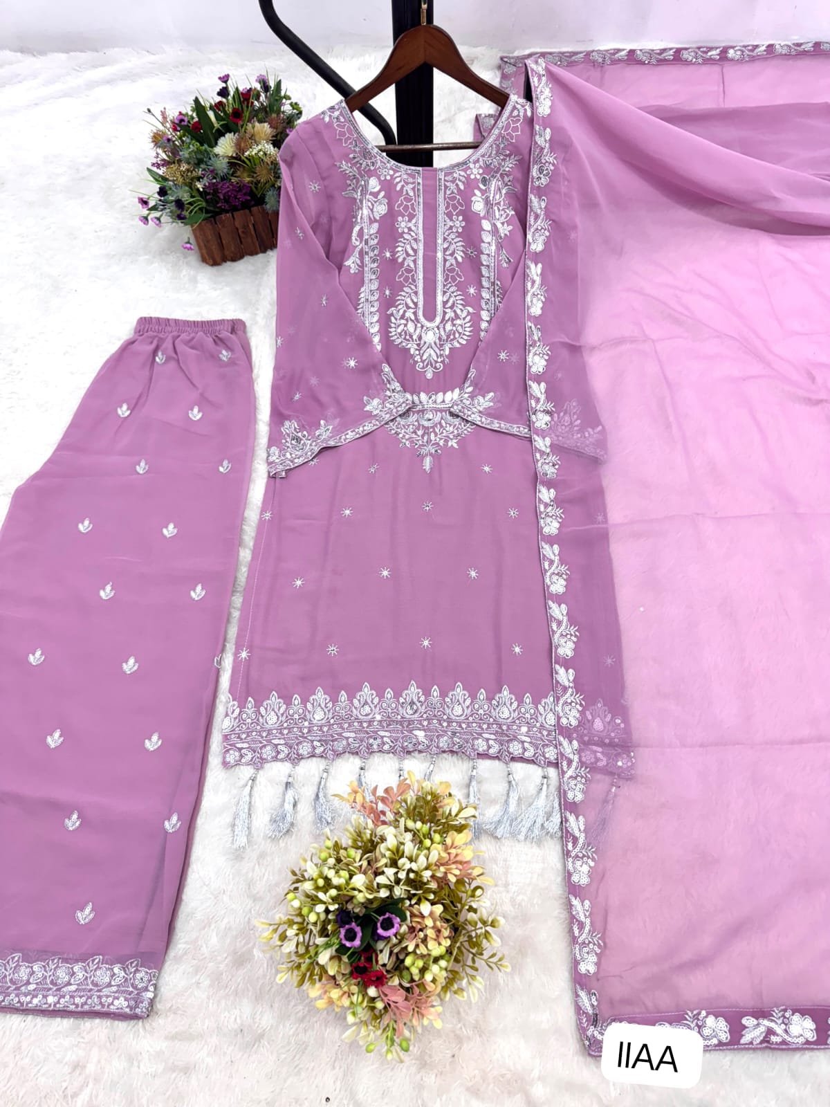 PRESENTING 3 PIECE STYLISH KURTI DUPATTA WITH BEAUTIFUL PLAZZO - Image 2