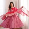 Elegant Embroidered Sequence With Real Mirror Designer Anarkali Three Piece Set