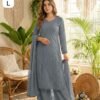 gown with Color.Long suit with side cut style and pettern.