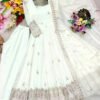 Launching New Design  Trending Cinon Silk Gwon & Pent & dupatta Reddy To Wear Look Designe