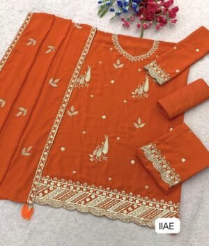 Heavy Chinon with Heavy Embroidered 3mm & 5mm Sequence Work
