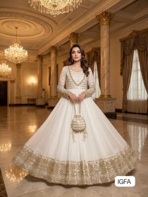Exclusive Trending Designer Gown with Heavy sequence embroidery work Dupatta