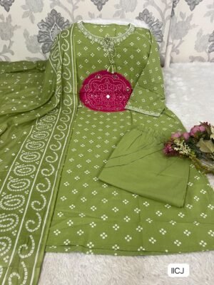 Alternative view of PURE MUL COTTON KURTI WITH PANT WITH MATCHING DUPPATA 