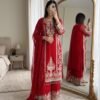 Presenting New Designer Collection In Faux Georgette With Heavy Embroidery Sequence Work Top-Bottom And Dupatta Set Fully Stitched Ready To Wear