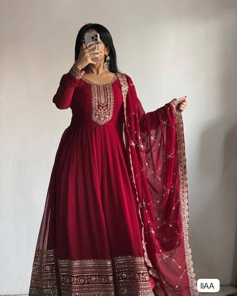 AK-Series New Designer Party Gown & Dupatta Set