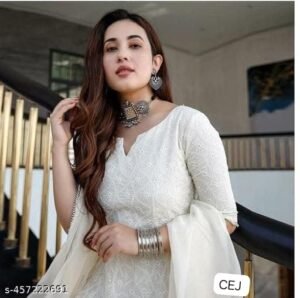 Alternative view of BEAUTIFUL ANARKALI CHIKAN SEQVENS  GOWN WITH DUPATTA