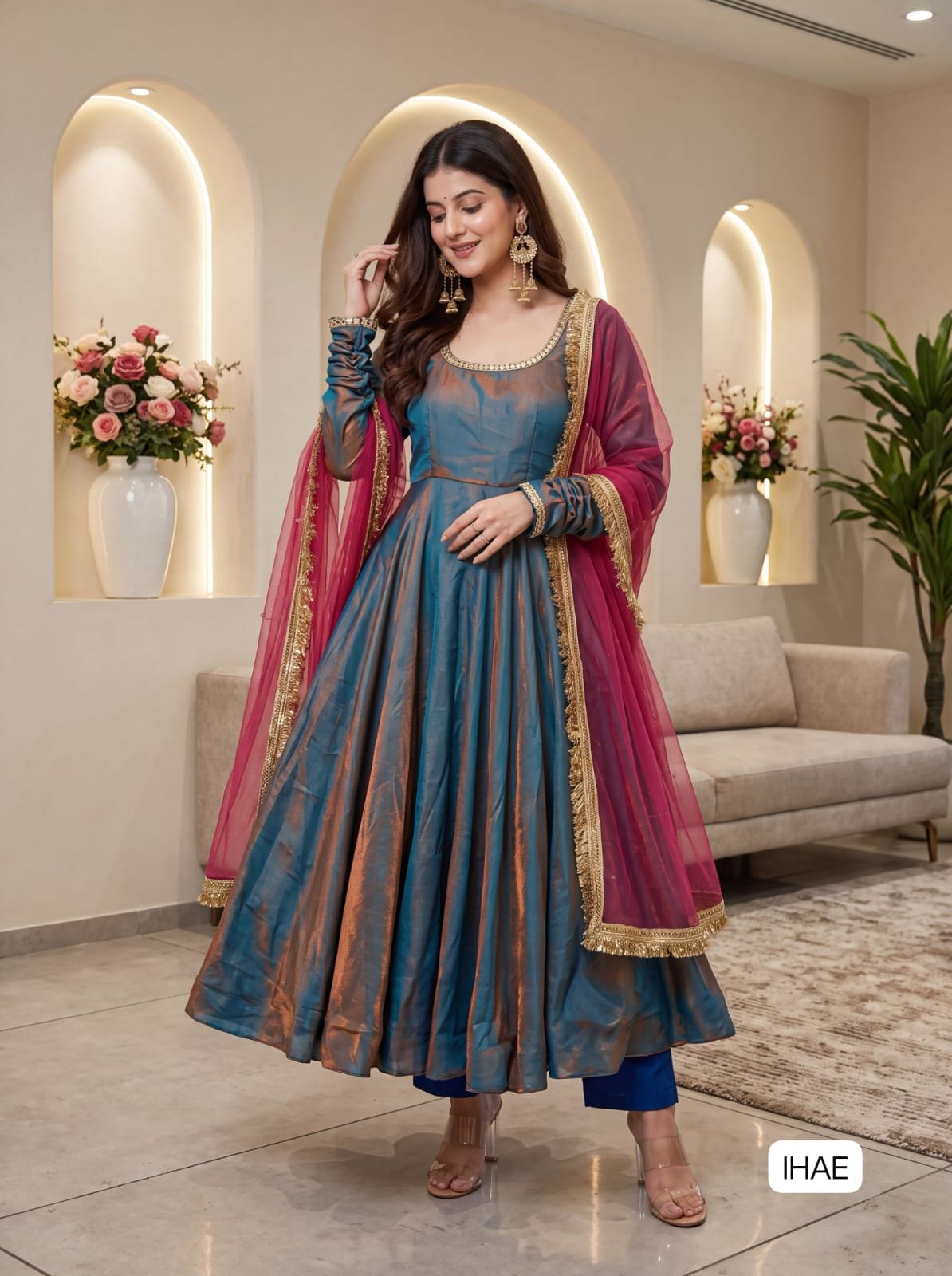 Designer Full Flair Long Anarkali Gown set