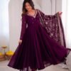 Elegant Embroidered Sequence With Khatli Work with Real Mirror Designer Anarkali Three Piece Set Look Gorgeous