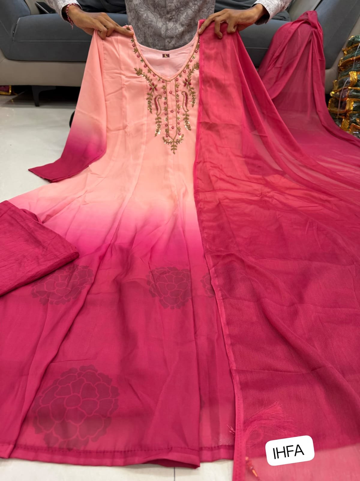 Đěsigner Special Premium Orange Chiffon 3 Piece Set - Image 2