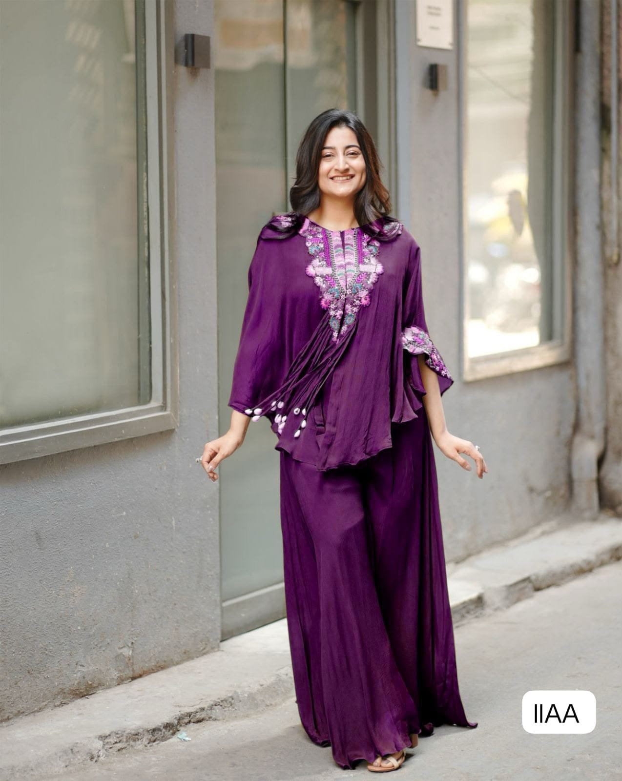 EW TRENDY THREE PIECE INDO WESTERN WITH SEQUENCE EMBROIDERED WORK