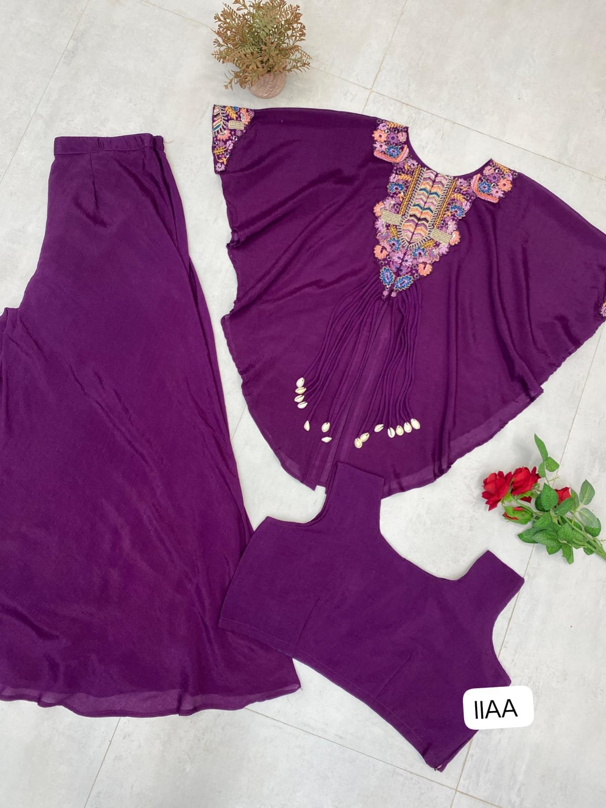 EW TRENDY THREE PIECE INDO WESTERN WITH SEQUENCE EMBROIDERED WORK - Image 2