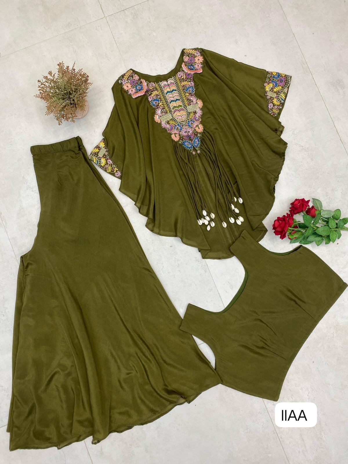 EW TRENDY THREE PIECE INDO WESTERN WITH SEQUENCE EMBROIDERED WORK - Image 5