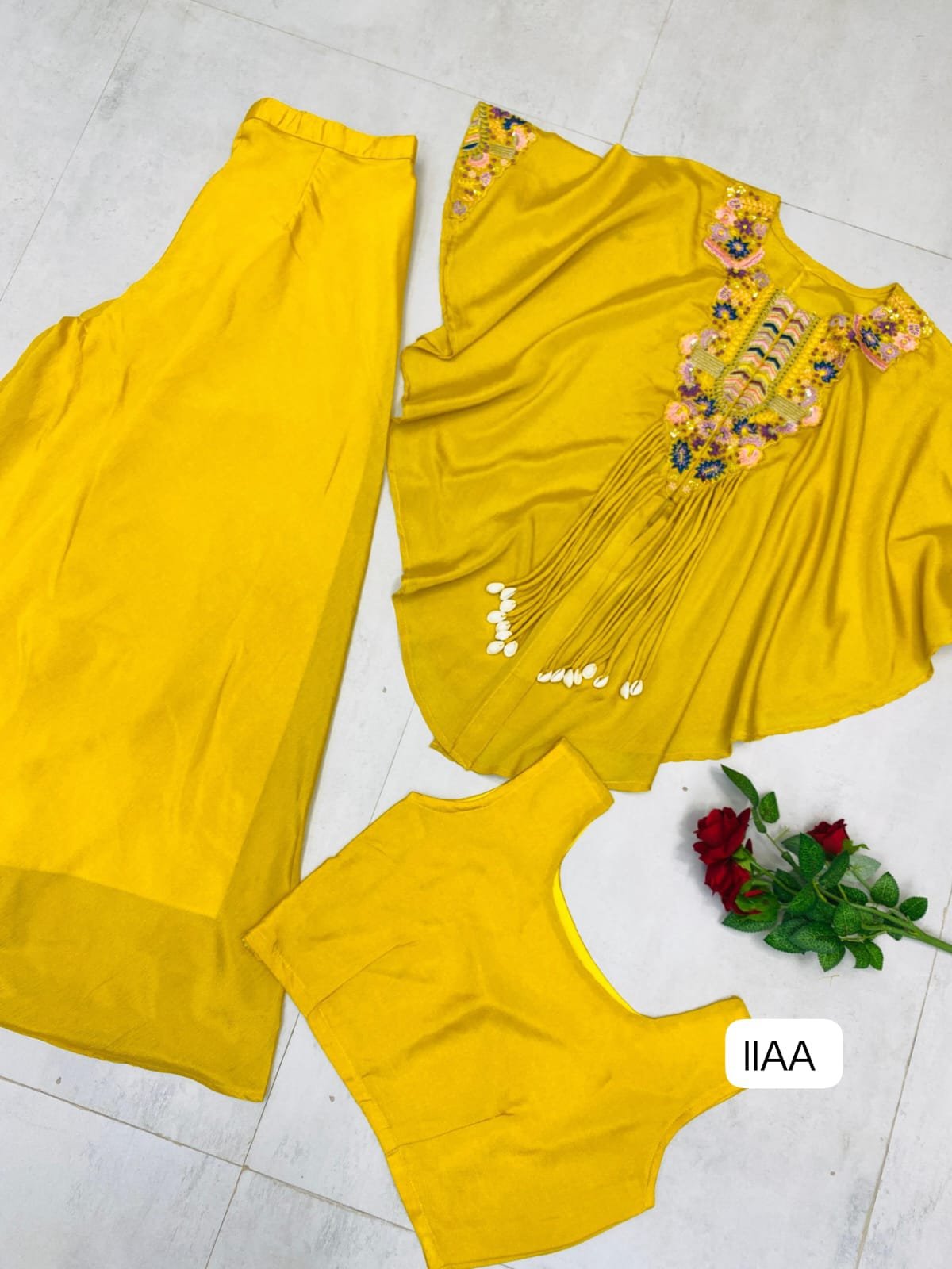 EW TRENDY THREE PIECE INDO WESTERN WITH SEQUENCE EMBROIDERED WORK - Image 4