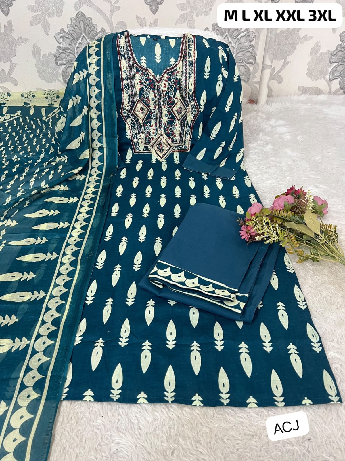 Introducing The Latest addition to our fashion collection the strength kurta Style made from high-quality cotton, embellished with exquisite embroidery work on neck line and paired with matching pant. - Image 2
