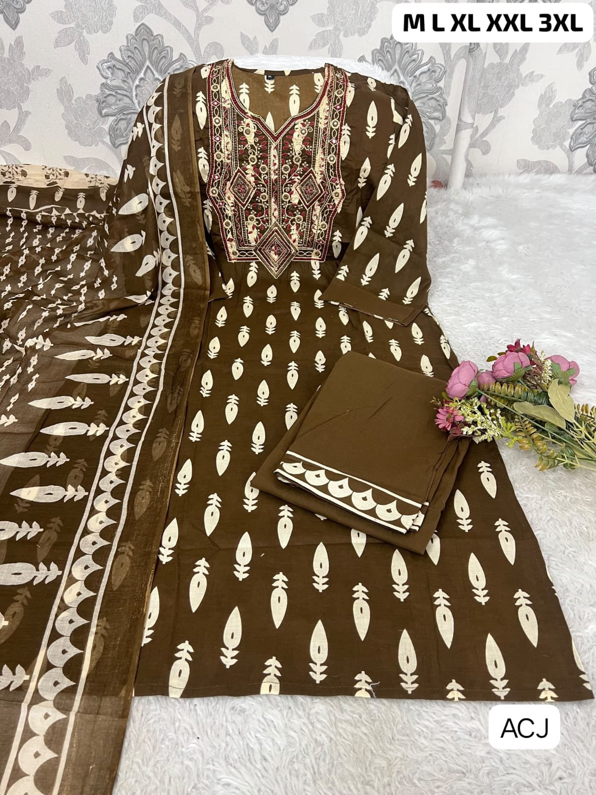 Introducing The Latest addition to our fashion collection the strength kurta Style made from high-quality cotton, embellished with exquisite embroidery work on neck line and paired with matching pant. - Image 4