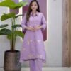 Step into timeless elegance with this beautifully crafted 2 piece suit set featuring a roman Silk Kurti, matching Palazzo,