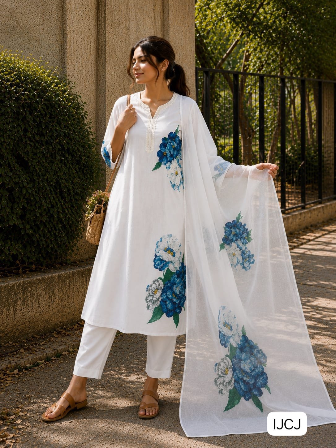Elevate your casual and festive wardrobe with this elegant off-white printed Lilan suit set. Crafted for both comfort and style, this outfit offers a sophisticated yet effortless look.