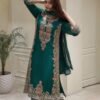 Đěsigner Party Wear Look Pur Heavy Faux Georgette Top Plazzo & Dupatta Set